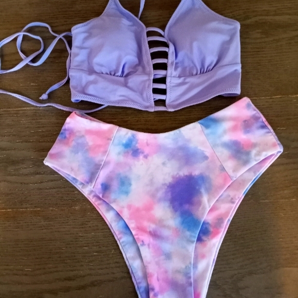 Other - High rise purple tie die bikini
